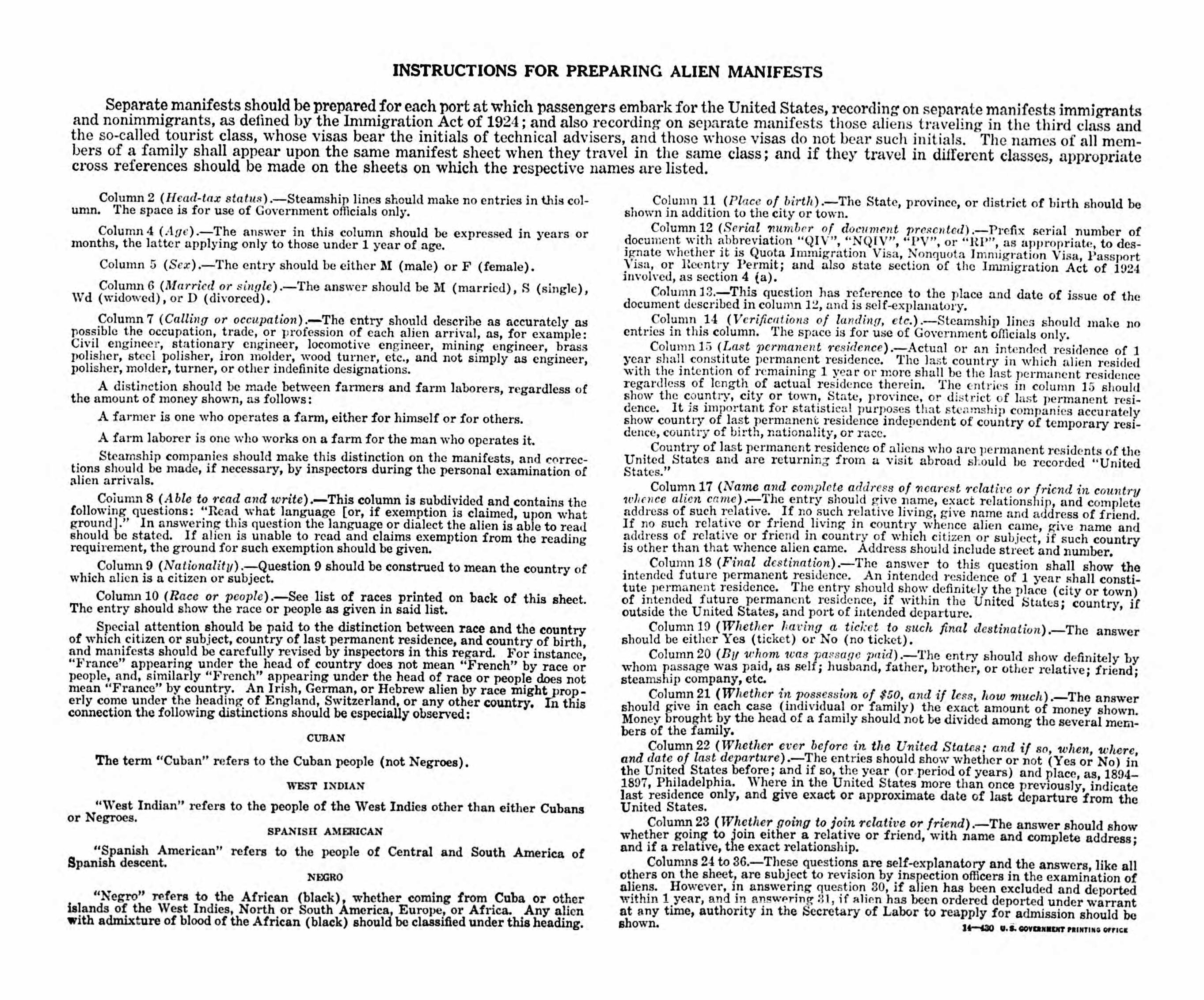 1941 Manifest
