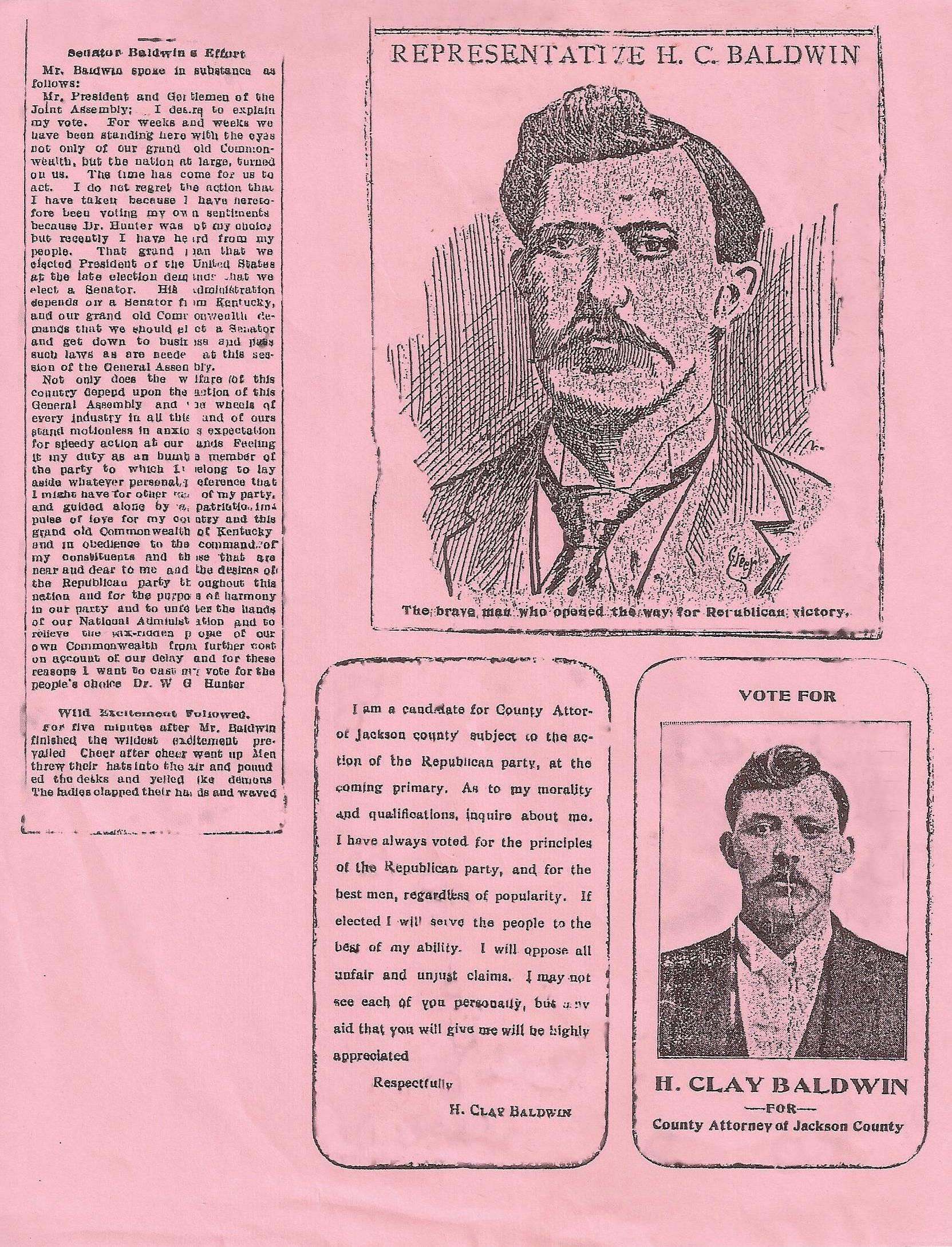 Henry Clay Baldwin as politician